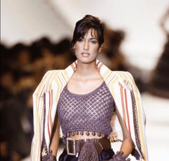S/S 1994 Christian Dior by Gianfranco Ferré Runway Brown Cord Crop Top Vest