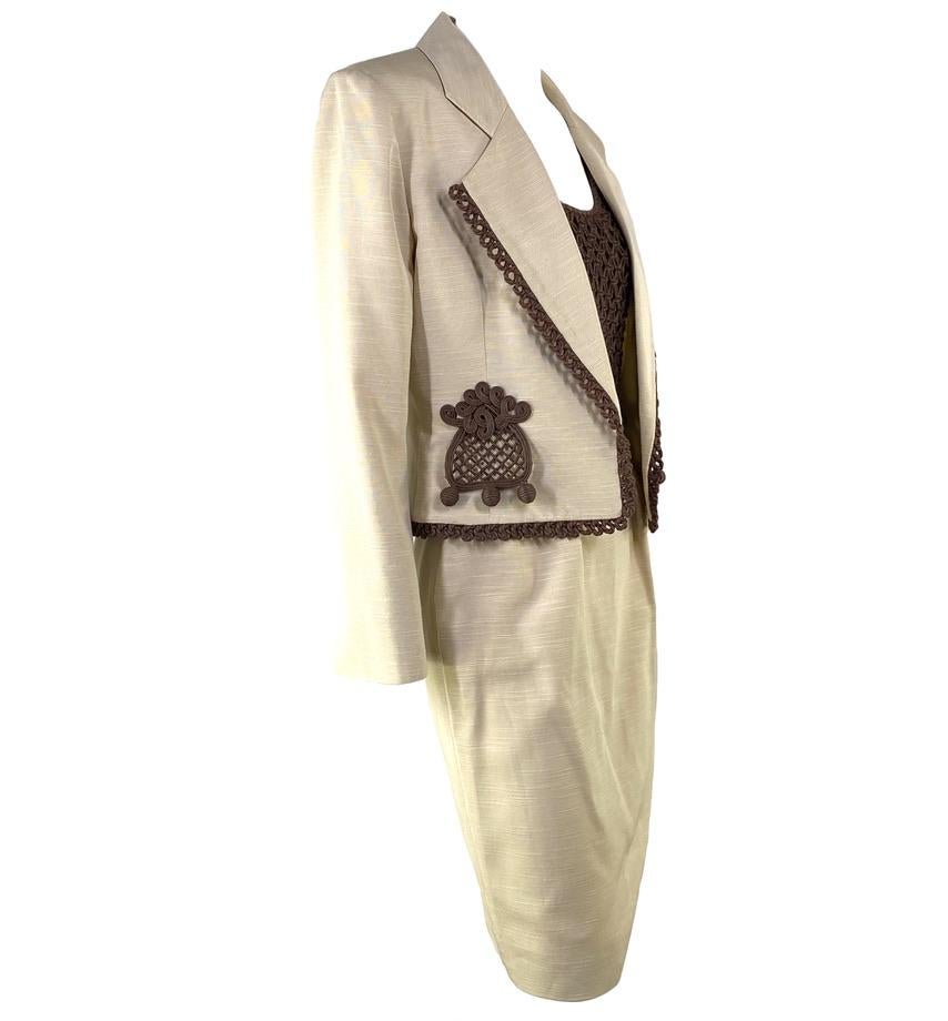 Beige S/S 1994 Christian Dior by Gianfranco Ferré Three Piece Skirt Suit Runway For Sale