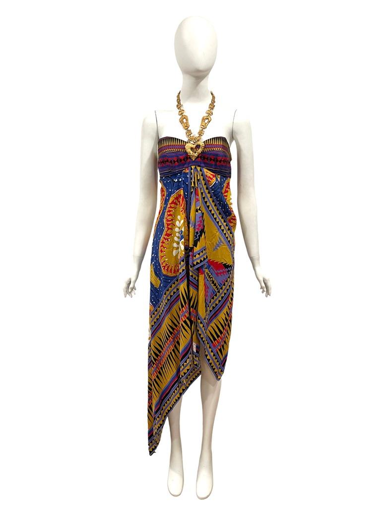 S/S 1994 Christian Lacroix Silk dress with metal collar  In Excellent Condition For Sale In Austin, TX
