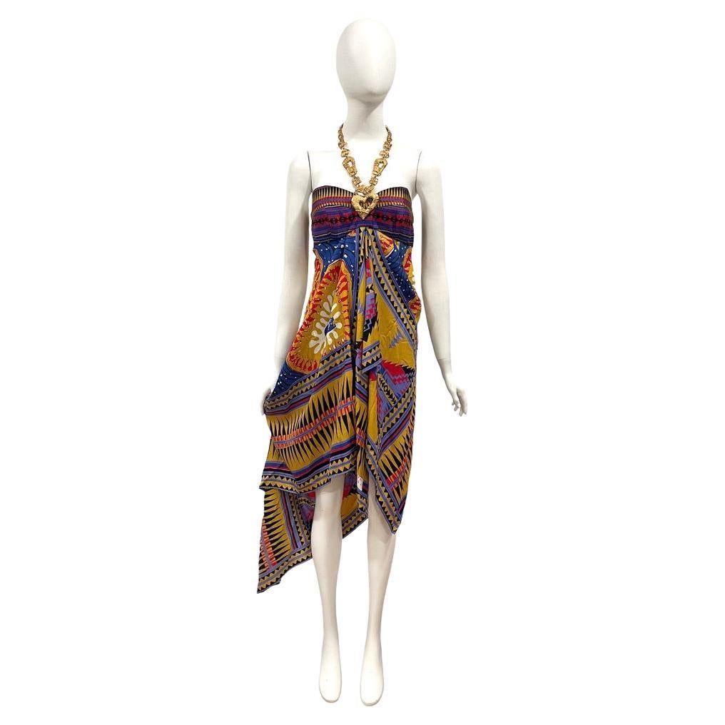 S/S 1994 Christian Lacroix Silk dress with metal collar  For Sale