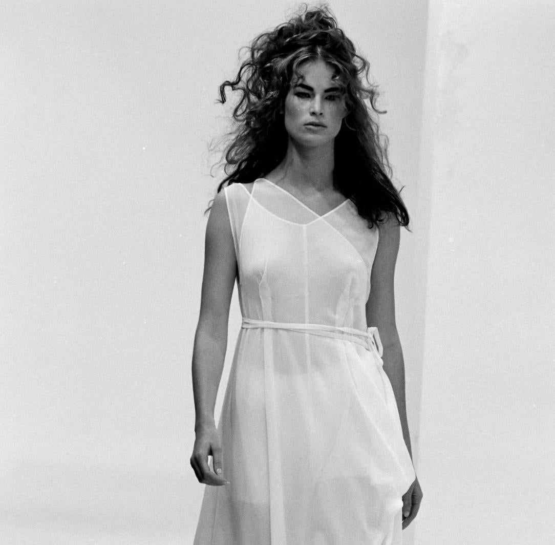 S/S 1994 Dolce & Gabbana Sheer Layered White Chiffon Mini Dress In Excellent Condition For Sale In West Hollywood, CA