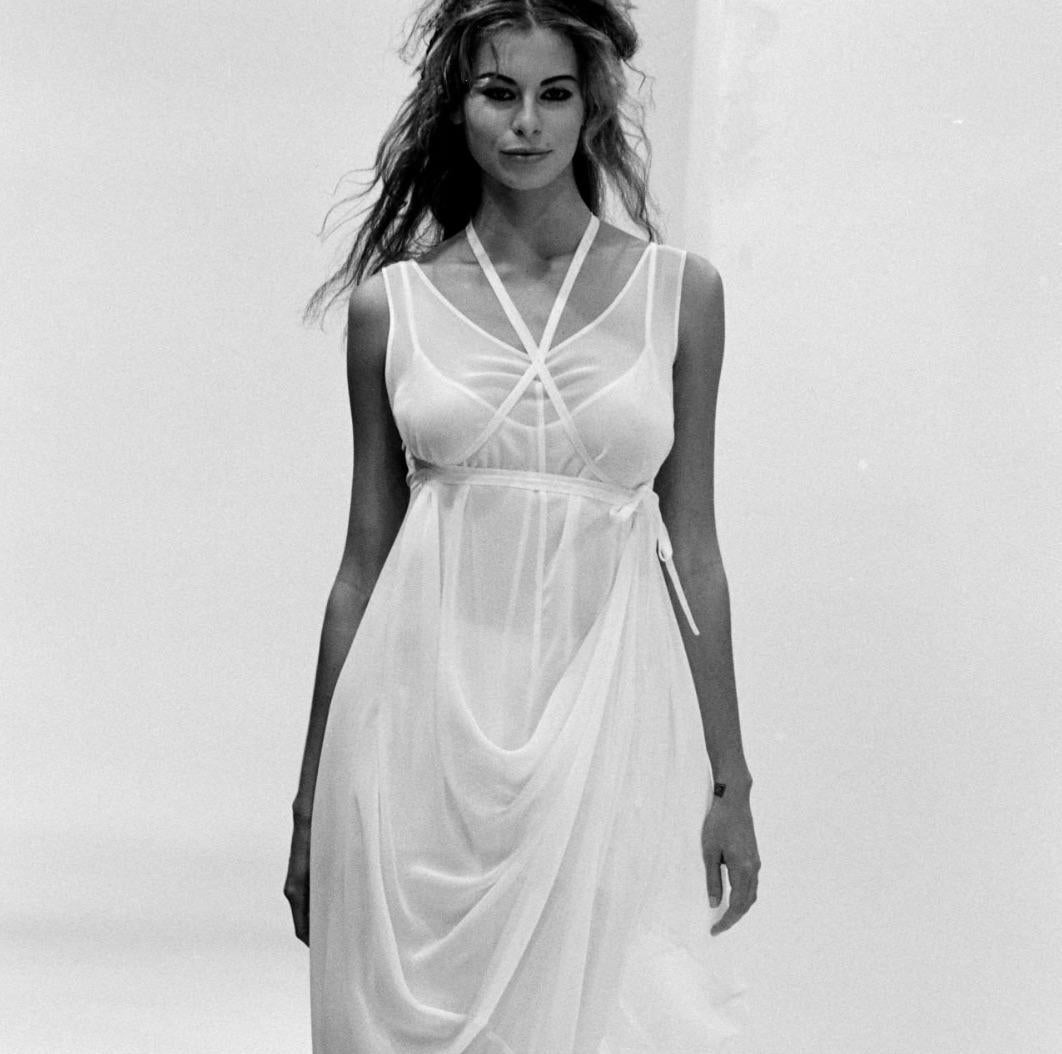 Women's S/S 1994 Dolce & Gabbana Sheer Layered White Chiffon Mini Dress For Sale