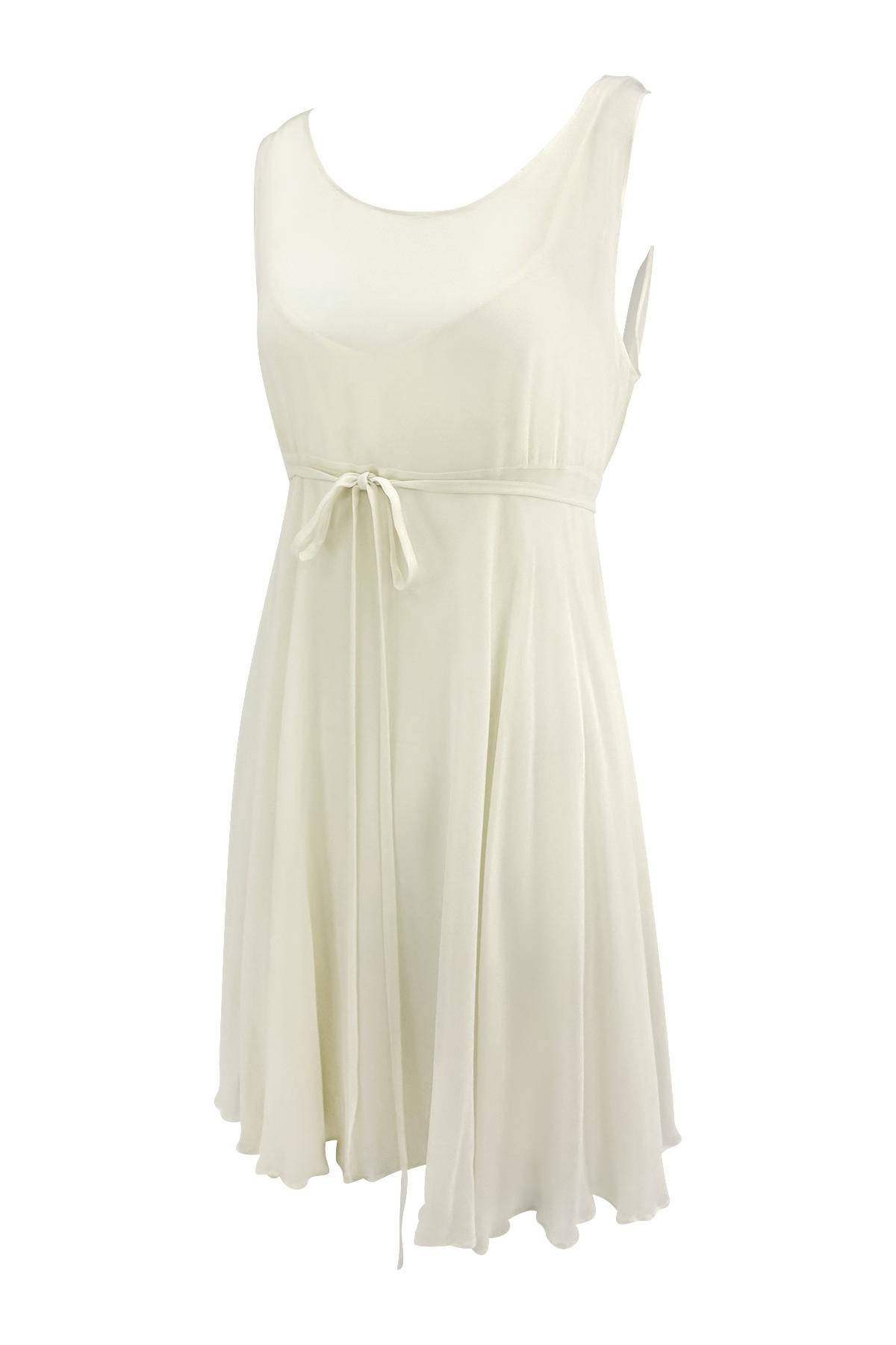 S/S 1994 Dolce & Gabbana Sheer Layered White Chiffon Mini Dress For Sale 1