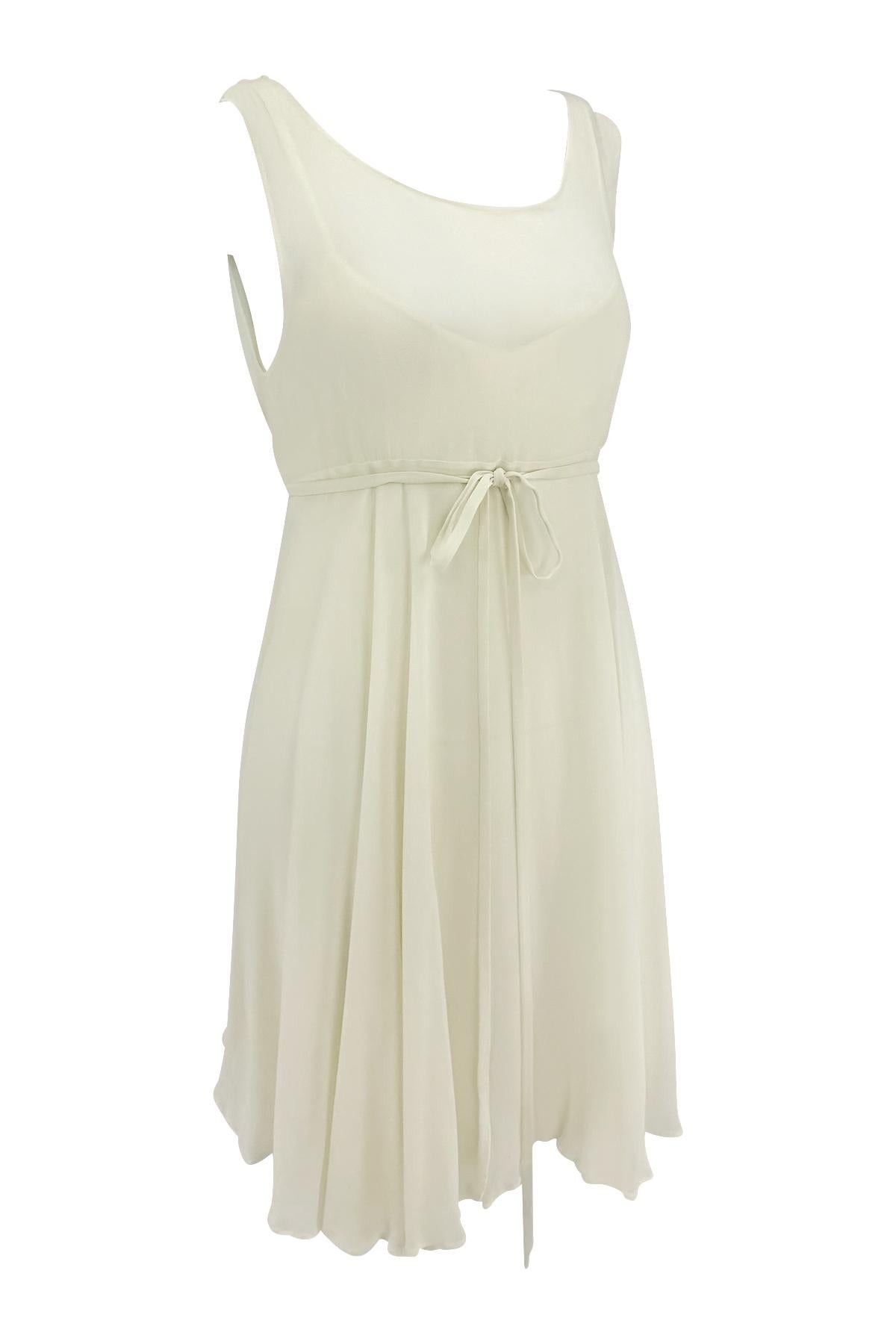 S/S 1994 Dolce & Gabbana Sheer Layered White Chiffon Mini Dress For Sale 5