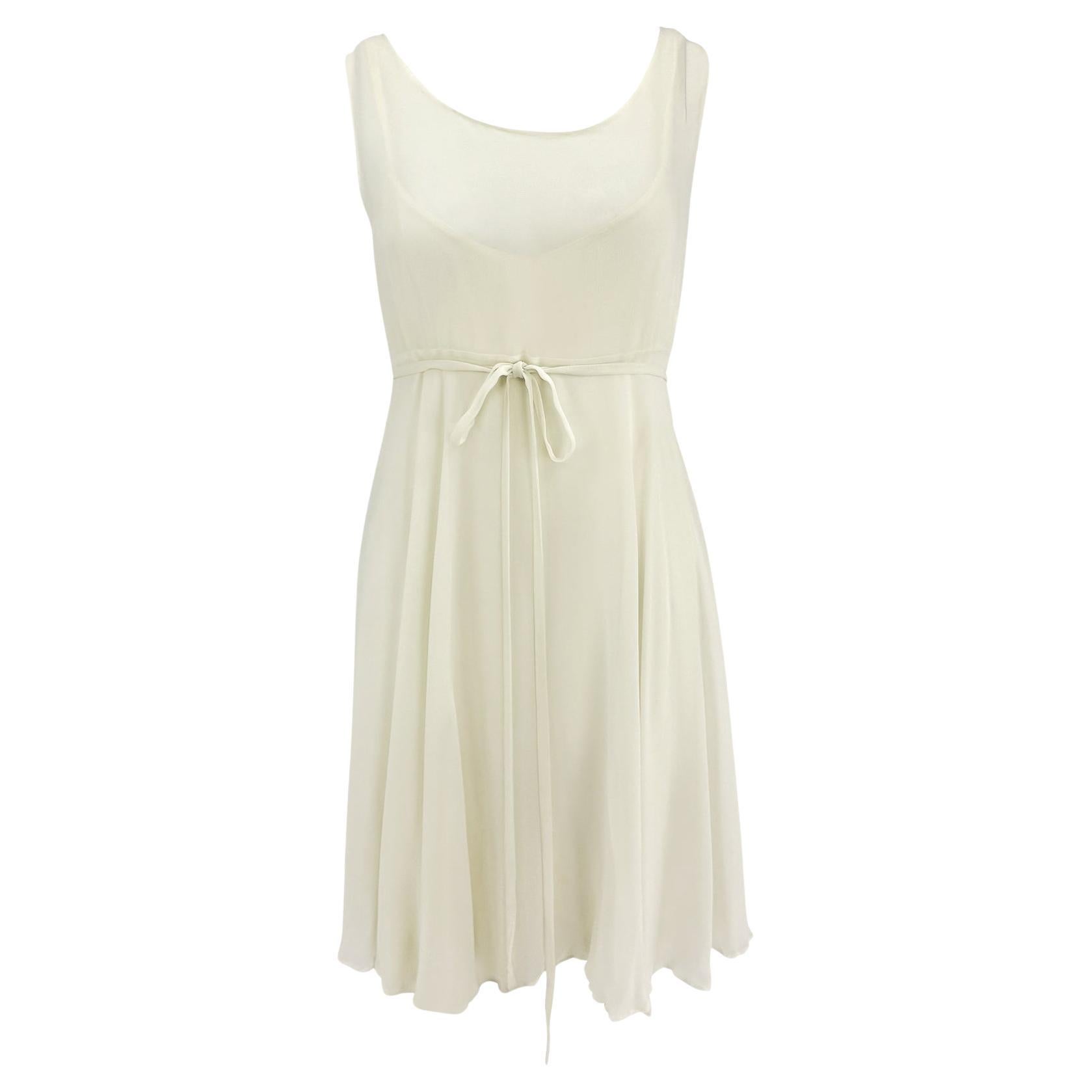 S/S 1994 Dolce & Gabbana Sheer Layered White Chiffon Mini Dress For Sale