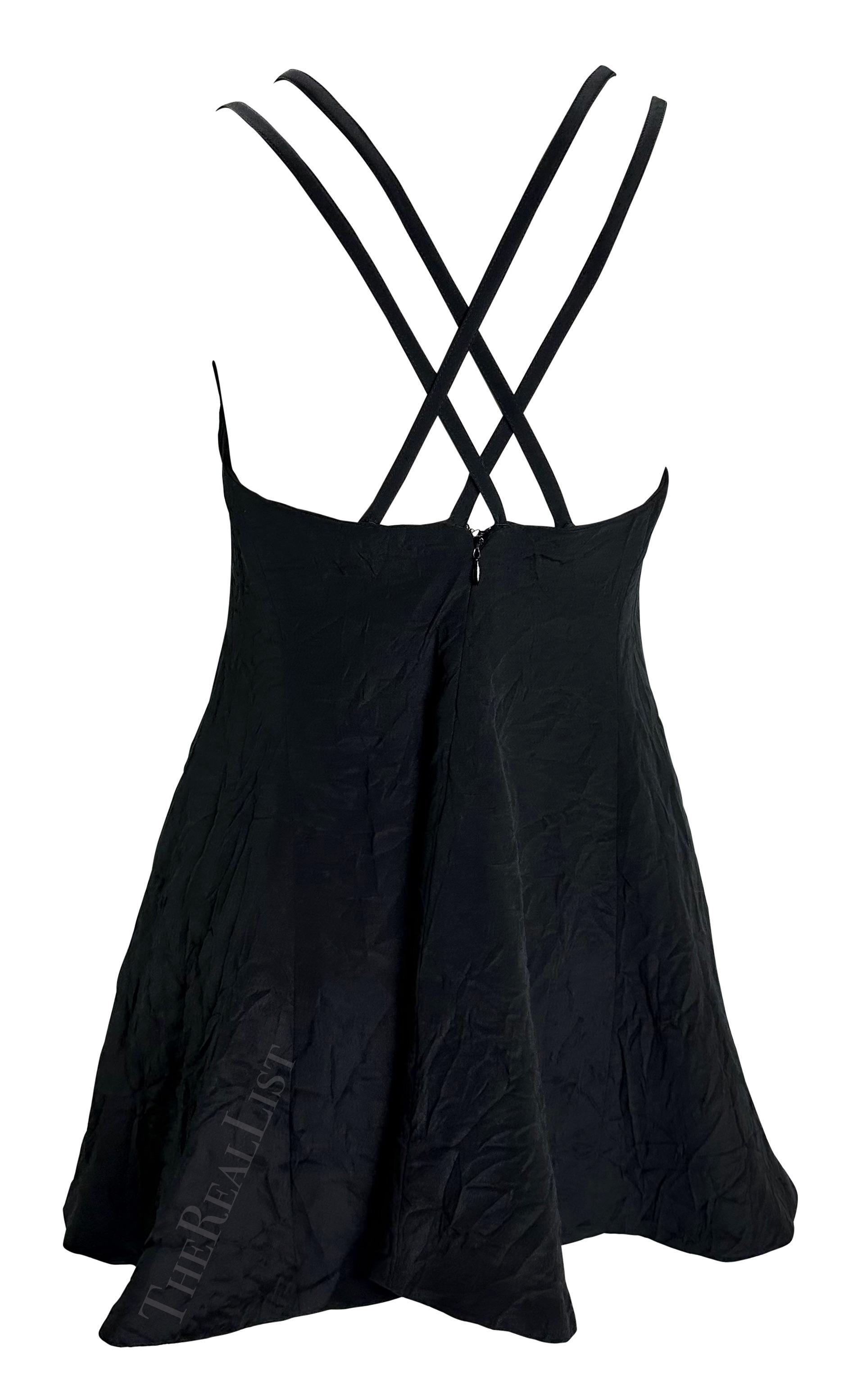 S/S 1994 Gianni Versace Black Wrinkled Punk Flare Mini Baby Doll Dress For Sale 1