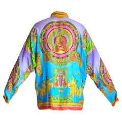 F/S 1994 Gianni Versace Buddha bedrucktes Seidenhemd mit Buddha-Druck