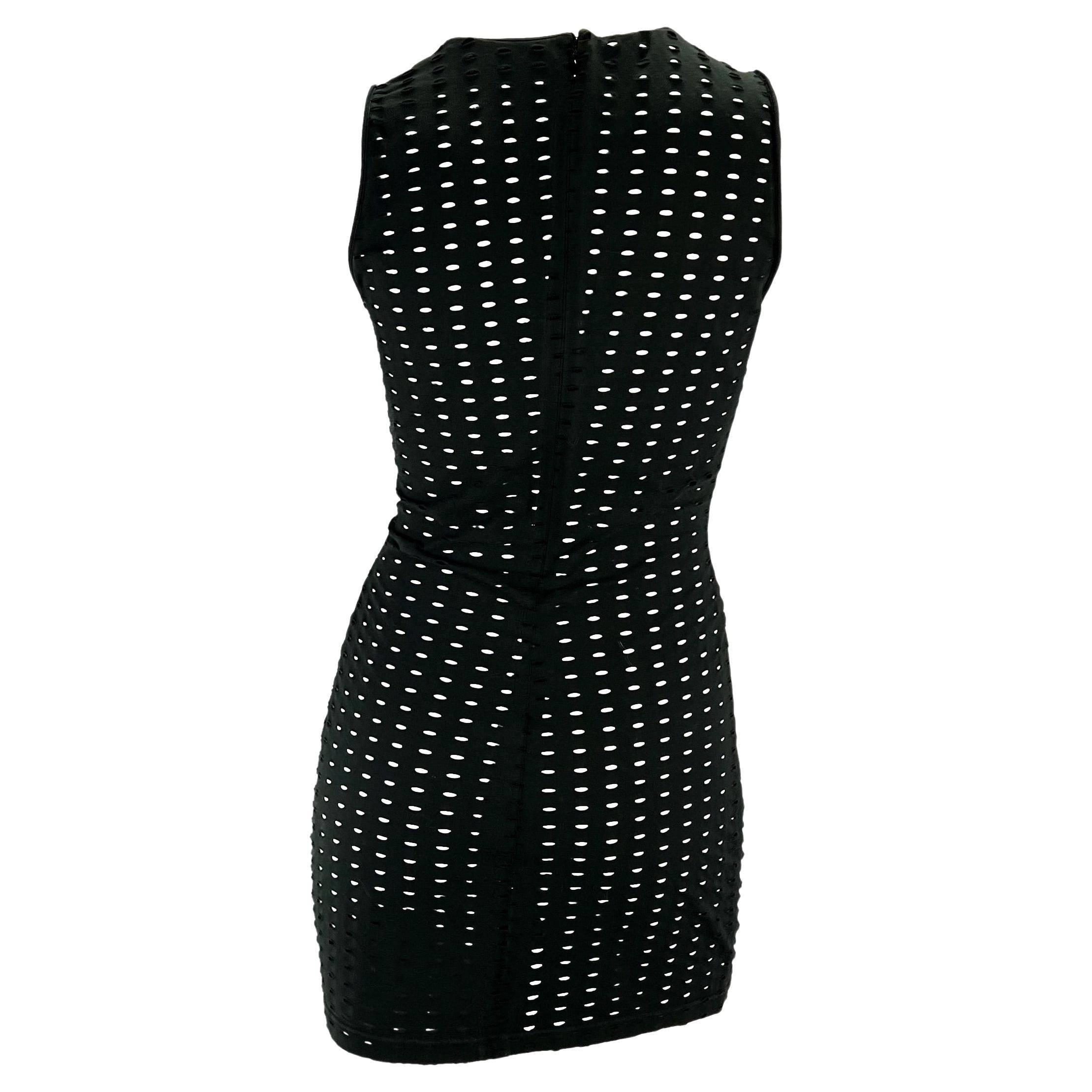De las mujeres S/S 1994 Gianni Versace Couture Vestido sin mangas elástico con ojales negros