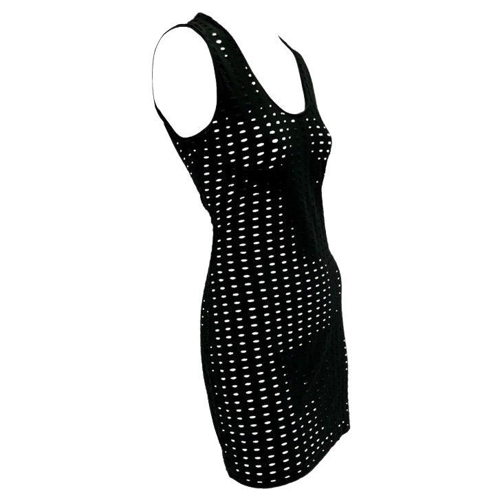 S/S 1994 Gianni Versace Couture Vestido sin mangas elástico con ojales negros 2