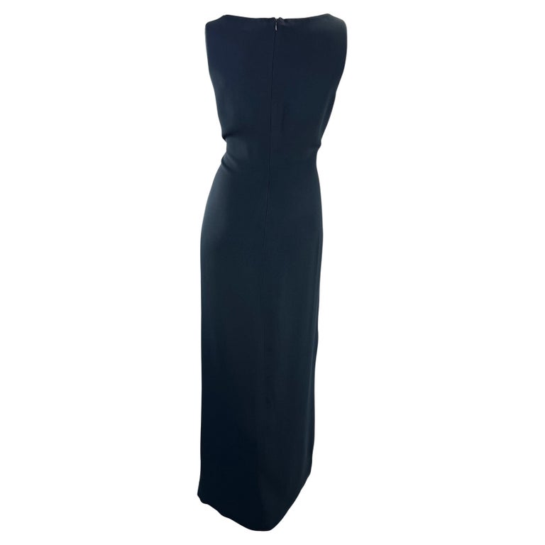 S/S 1994 Gianni Versace Couture High Slit Navy Sleeveless Gown In Good Condition For Sale In Philadelphia, PA