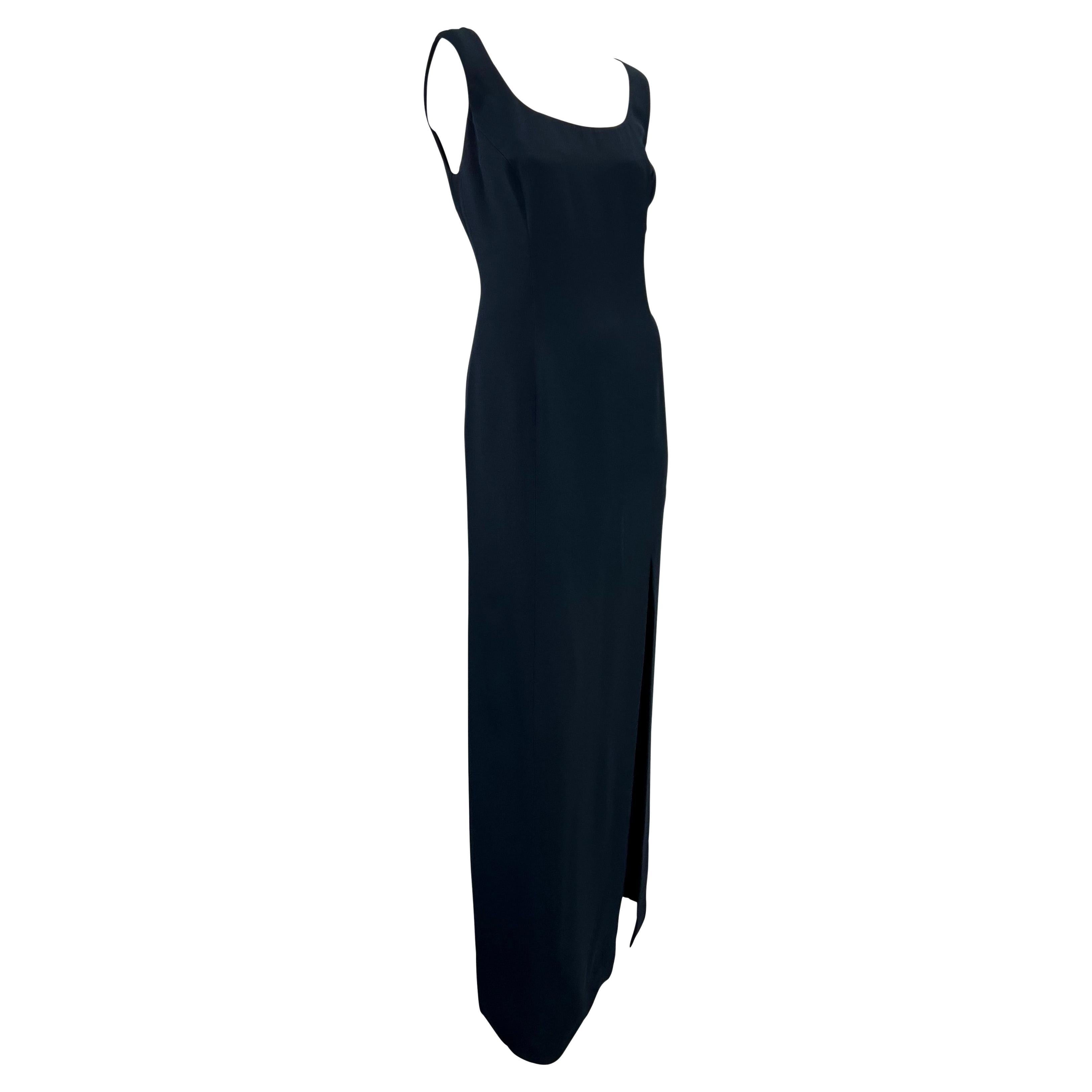 S/S 1994 Gianni Versace Couture High Slit Navy Sleeveless Gown In Good Condition In West Hollywood, CA