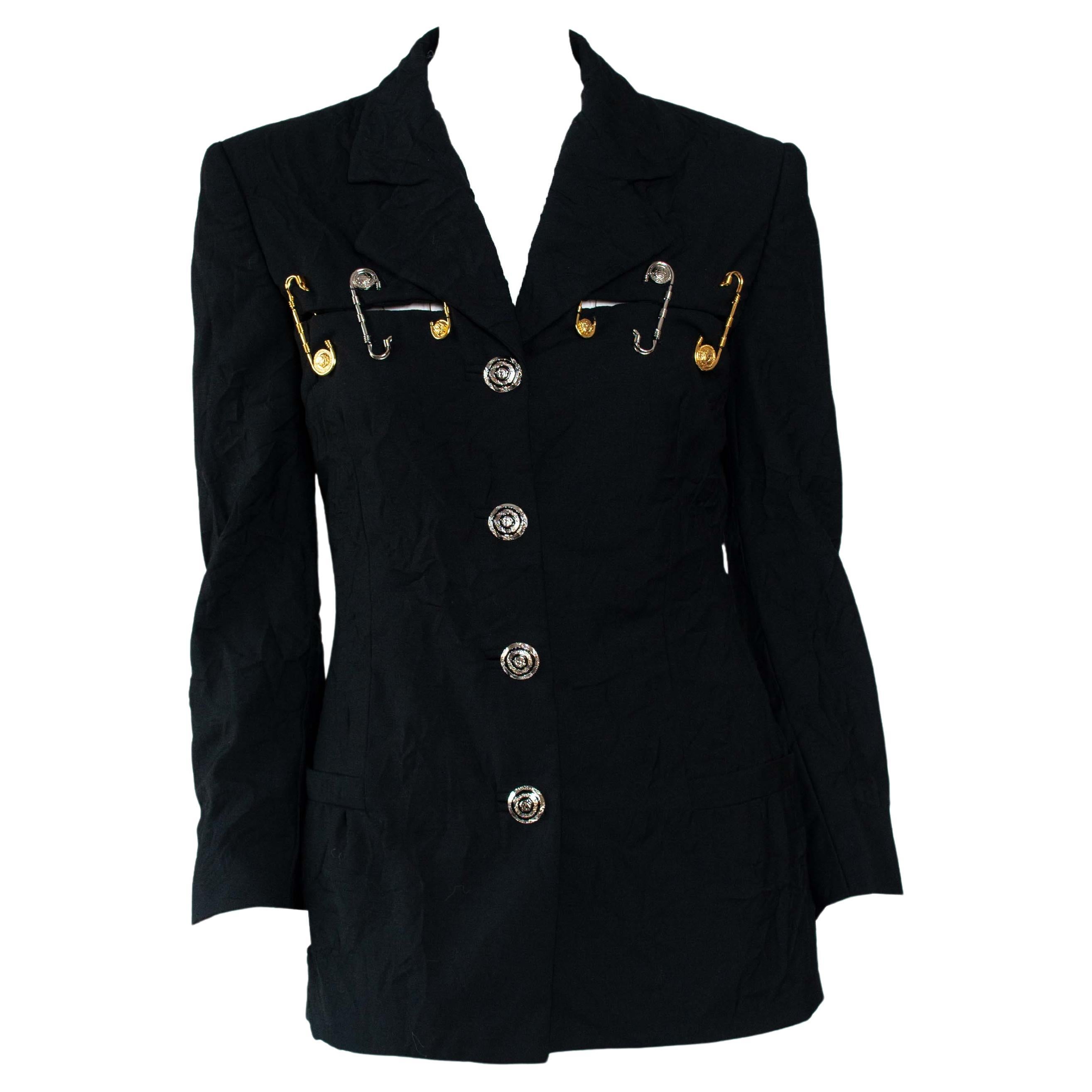 S/S 1994 Gianni Versace Couture Medusa Safety Pin Blazer Runway