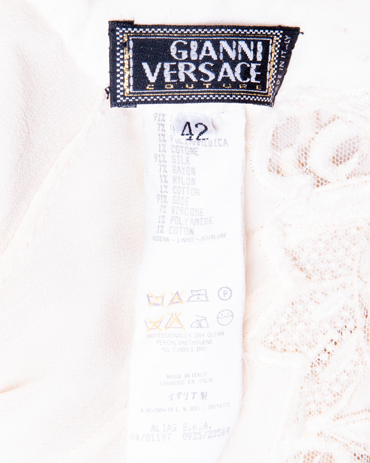 S/S 1994 Gianni Versace Ecru Micro Mini Slip Dress 8
