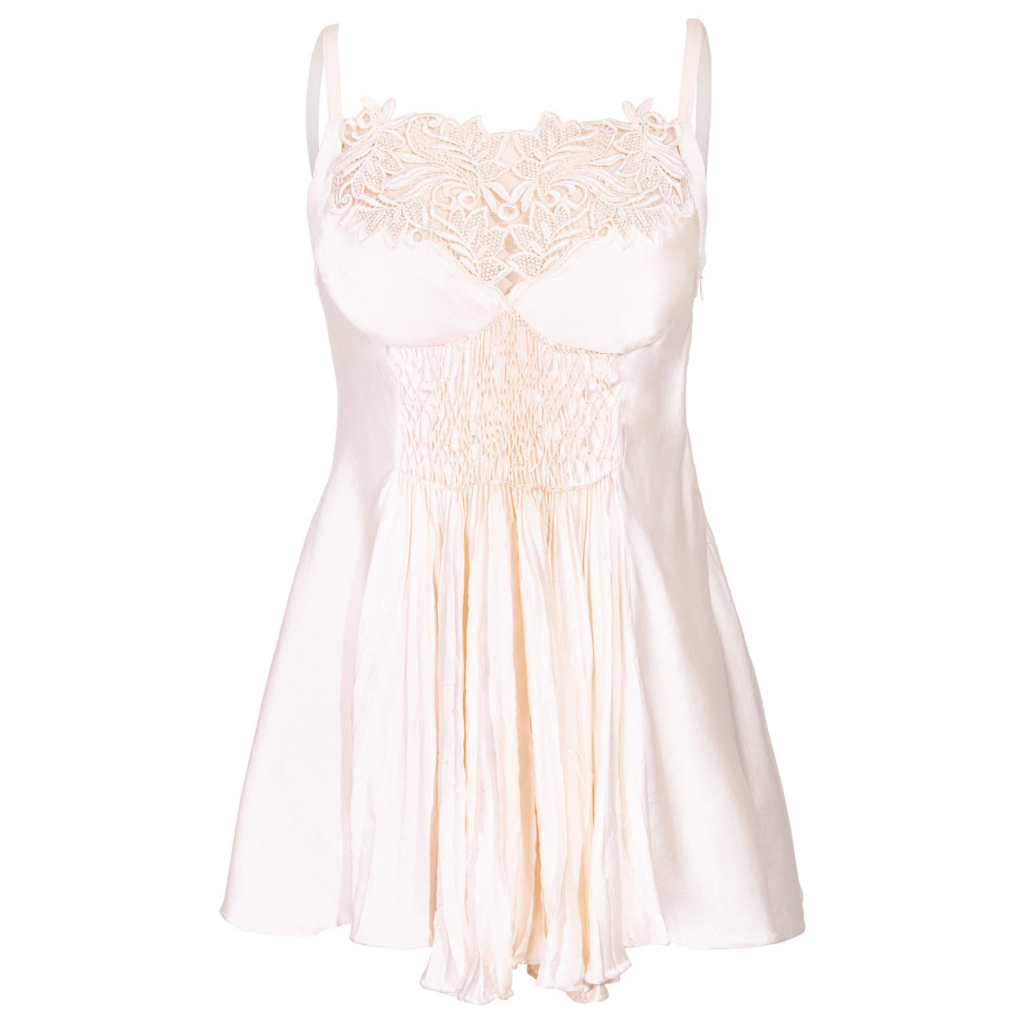 S/S 1994 Gianni Versace Ecru Micro Mini Slip Dress