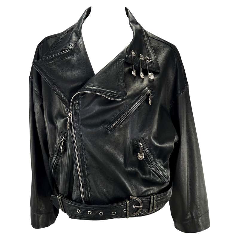 Gianni Versace Lace-up Fringe Leather Jacket at 1stDibs