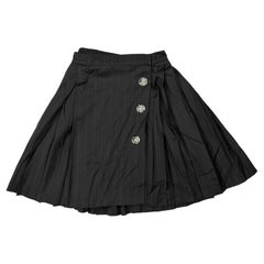S/S 1994 Gianni Versace Runway Ad Pinstripe Medusa Wrap Pleated Mini Skirt