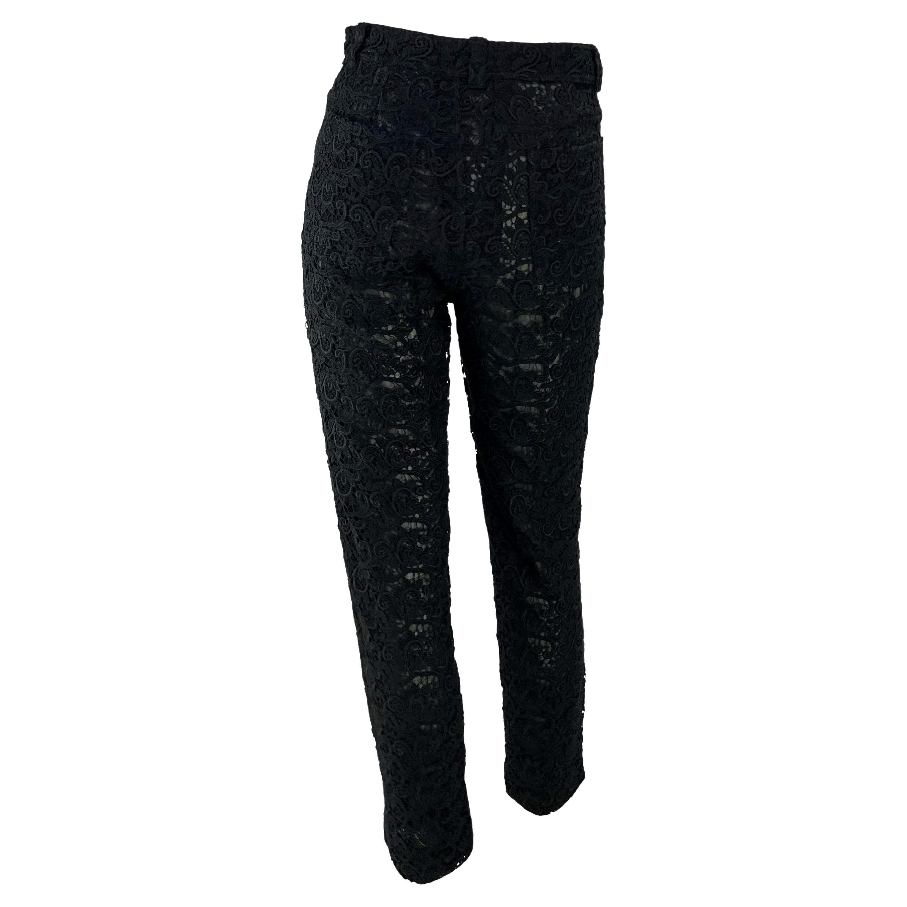 S/S 1994 Gianni Versace Sheer Black Lace Jeans Pants In Excellent Condition For Sale In West Hollywood, CA