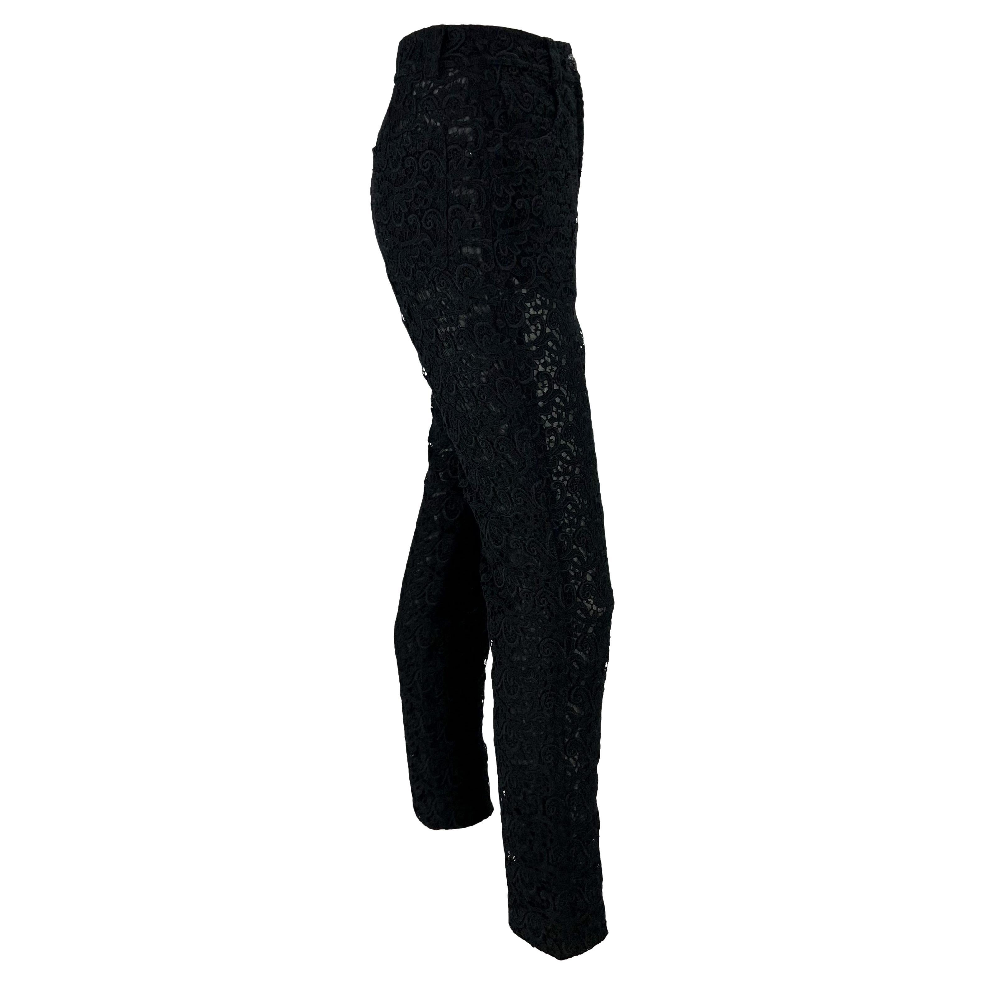 Women's S/S 1994 Gianni Versace Sheer Black Lace Jeans Pants For Sale