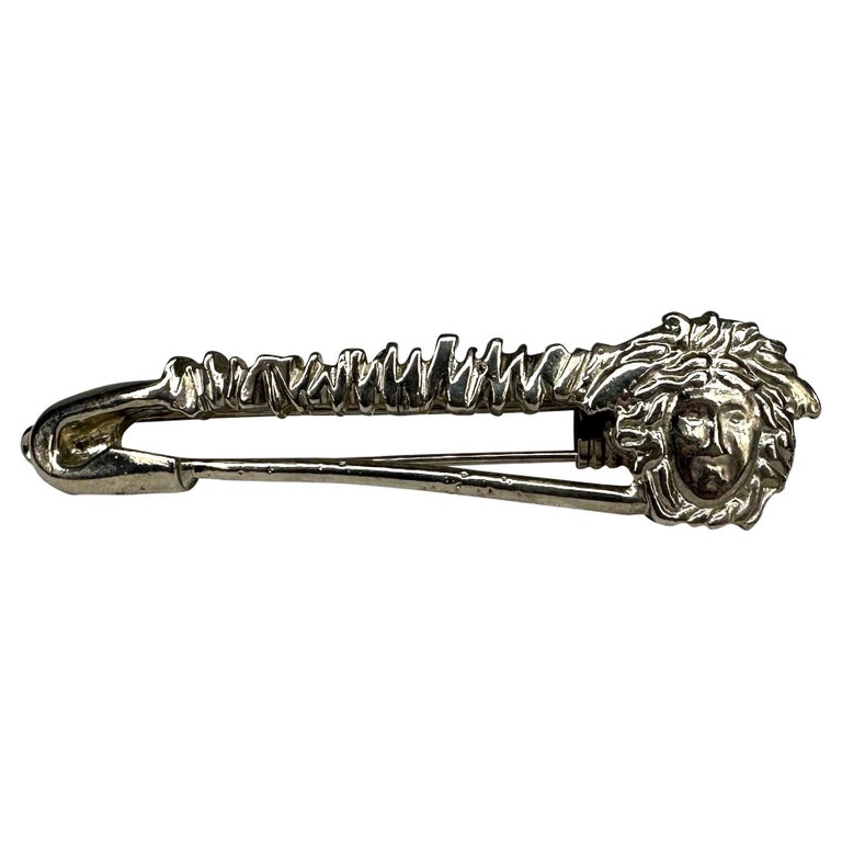S/S 1994 Gianni Versace Silver Tone Safety Pin Medusa Hair Clip For Sale at  1stDibs