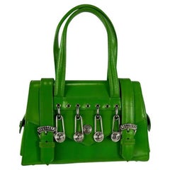 S/S 1994 Gianni Versace Vintage Mini Green Leather Safety Pin Bag