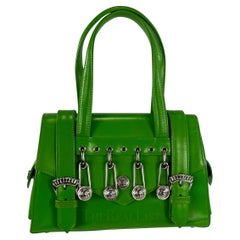 S/S 1994 Gianni Versace Vintage Mini Green Leather Safety Pin Bag