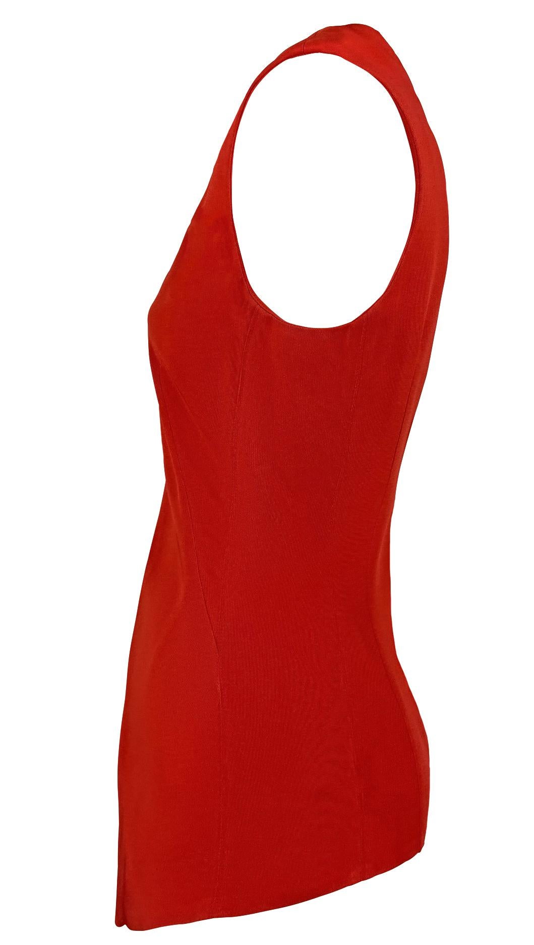 Haut rouge Rifat Ozbek ouvert sur le devant brodé de strass, P/E 1994 Pour femmes en vente