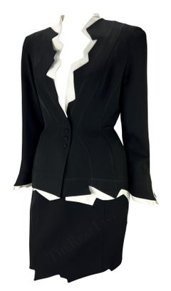 S/S 1994 Thierry Mugler Combinaison à jupe sculpturale noire et blanche