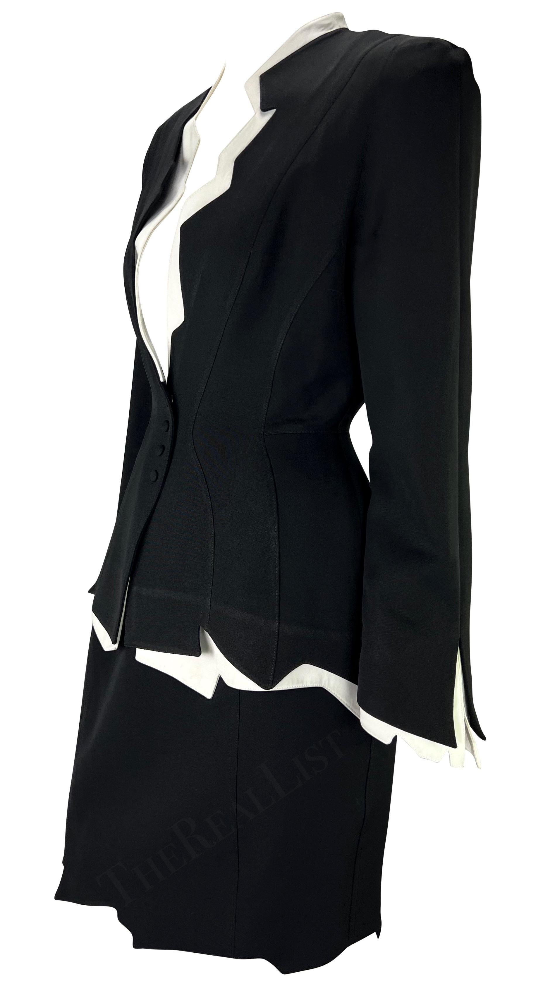 S/S 1994 Thierry Mugler Black White Sculptural Skirt Suit In Good Condition In West Hollywood, CA