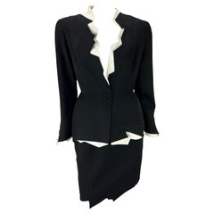 S/S 1994 Thierry Mugler Black White Sculptural Skirt Suit