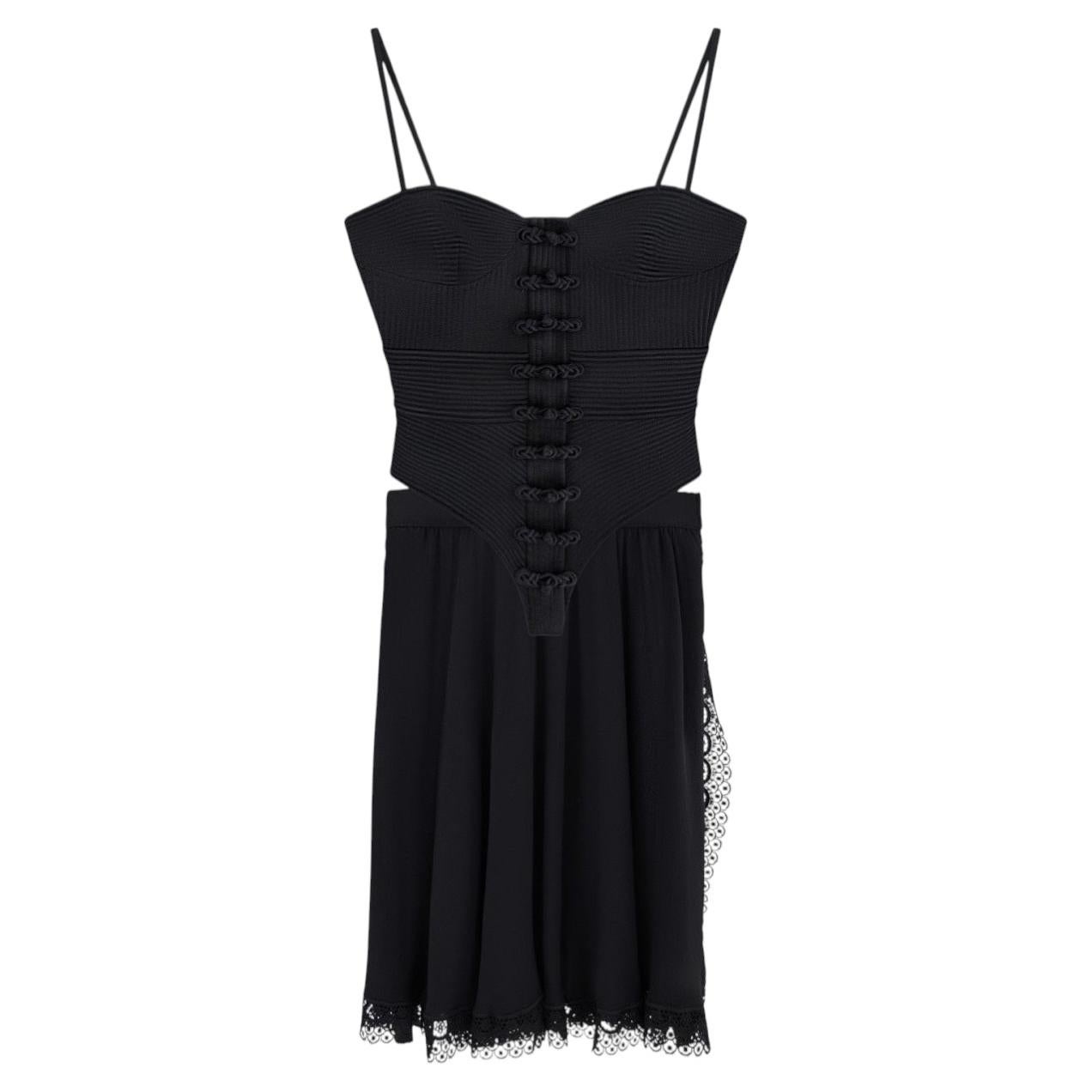 S/S 1994 Valentino Garavani Runway Black Silk Corset Skirt Set