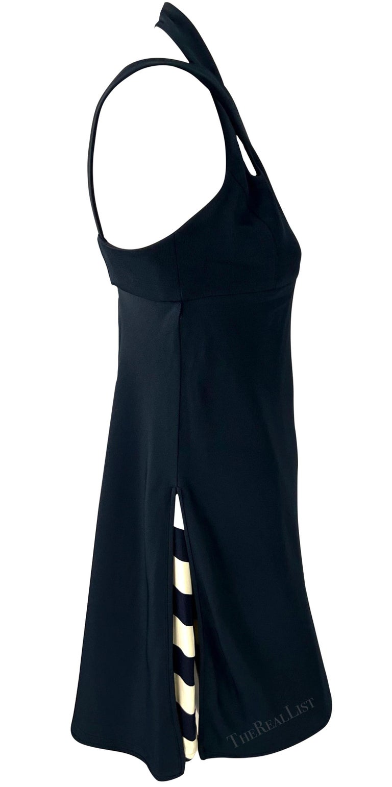 S/S 1994 Valentino Garavani Runway Navy Blue Halter Neck Stripe Flare Mini  Dress For Sale at 1stDibs