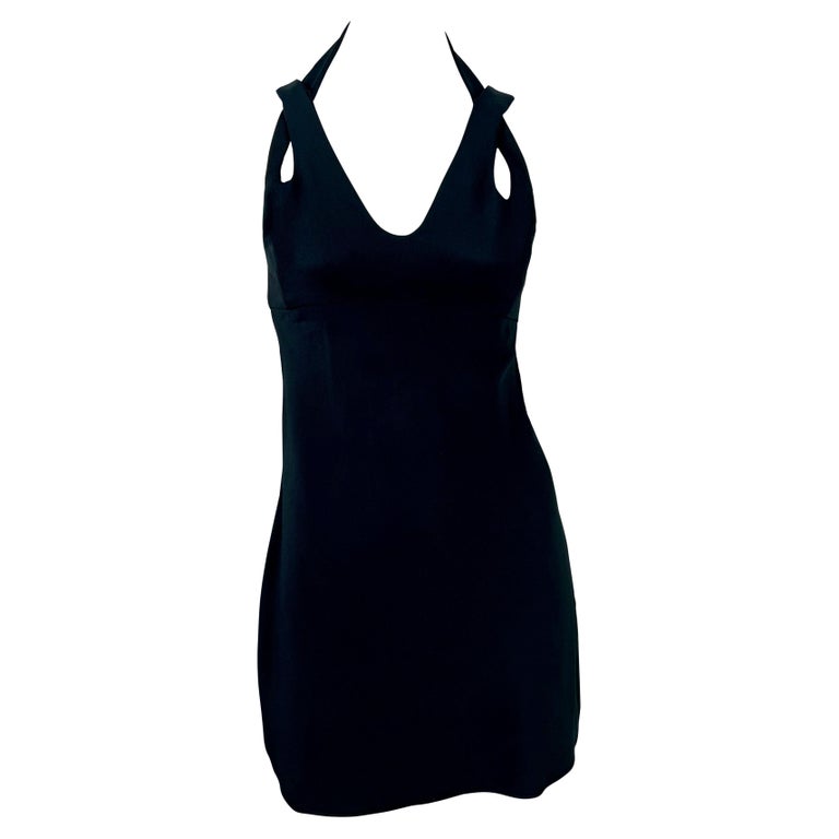S/S 1994 Valentino Garavani Runway Navy Blue Halter Neck Stripe Flare Mini  Dress For Sale at 1stDibs