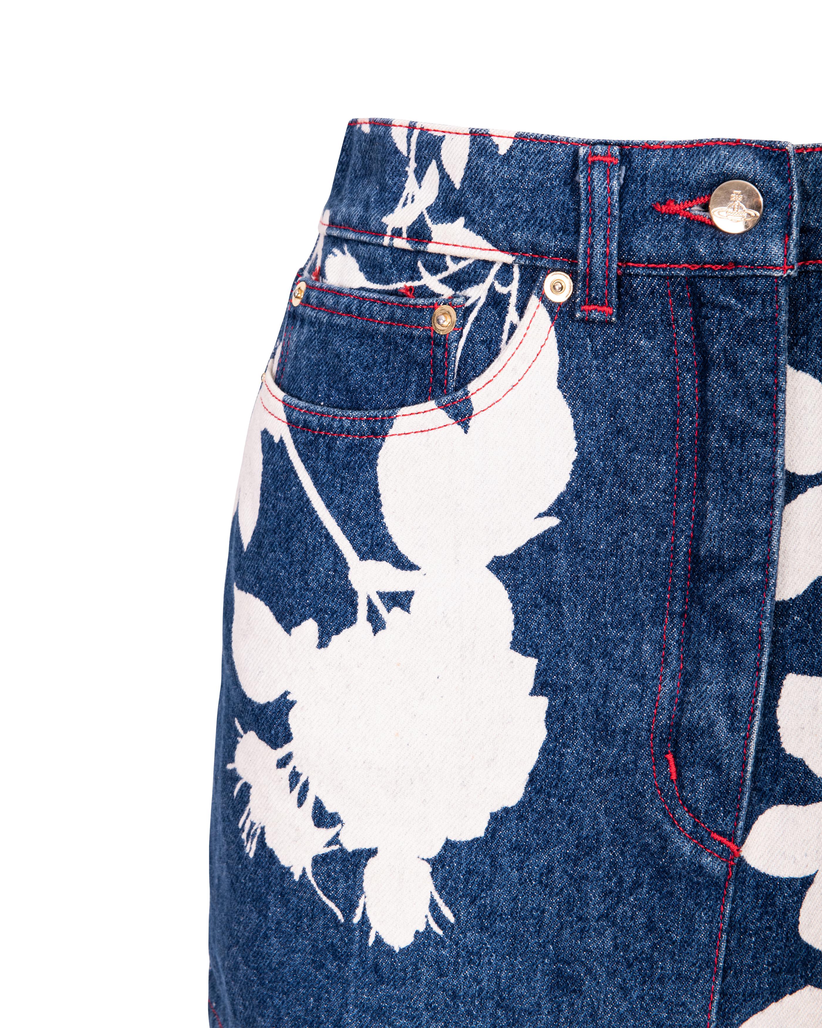 Women's S/S 1994 Vivienne Westwood Denim Skirt Set with Bleached Floral Pattern For Sale