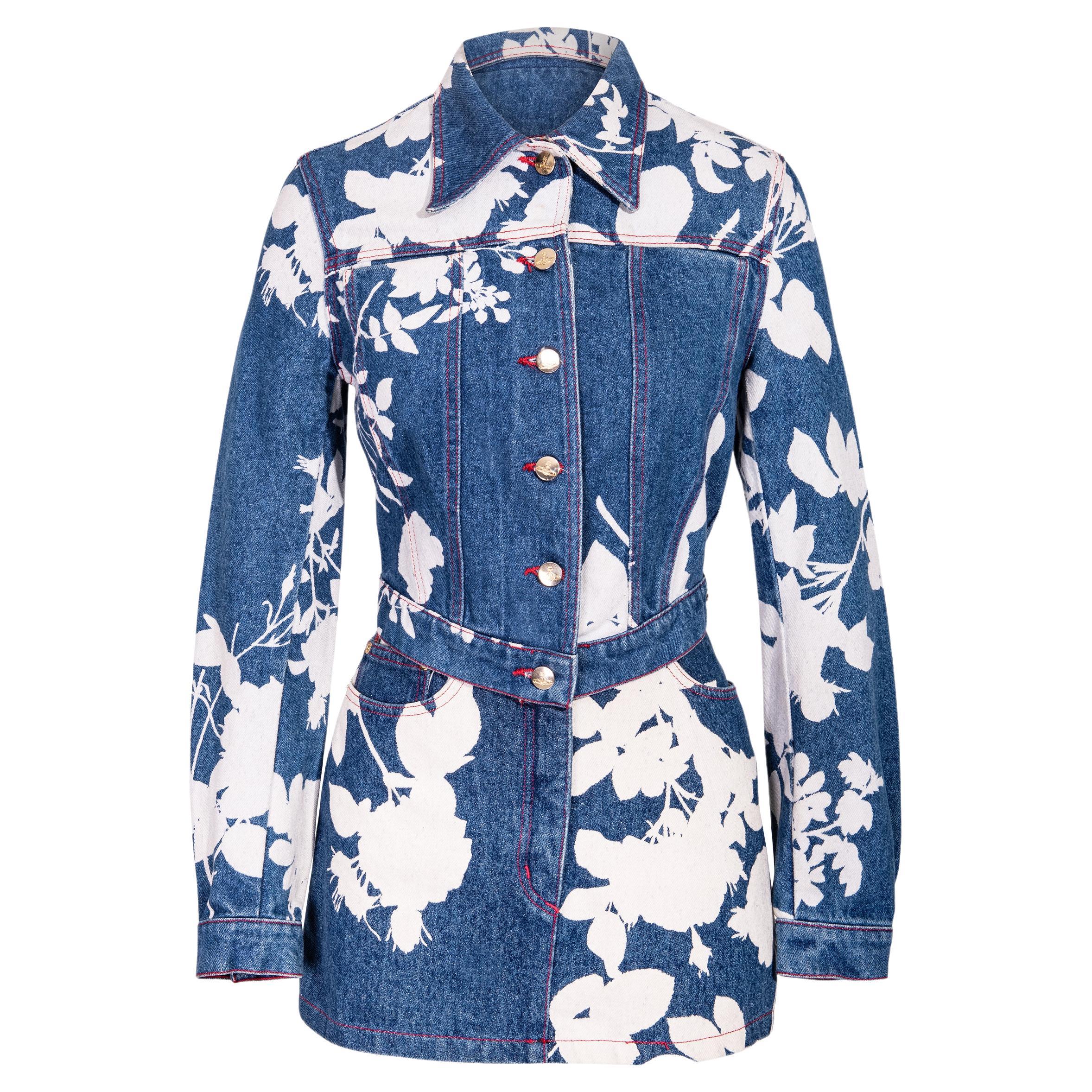S/S 1994 Vivienne Westwood - Ensemble de jupes en denim à motif floral blanchi en vente