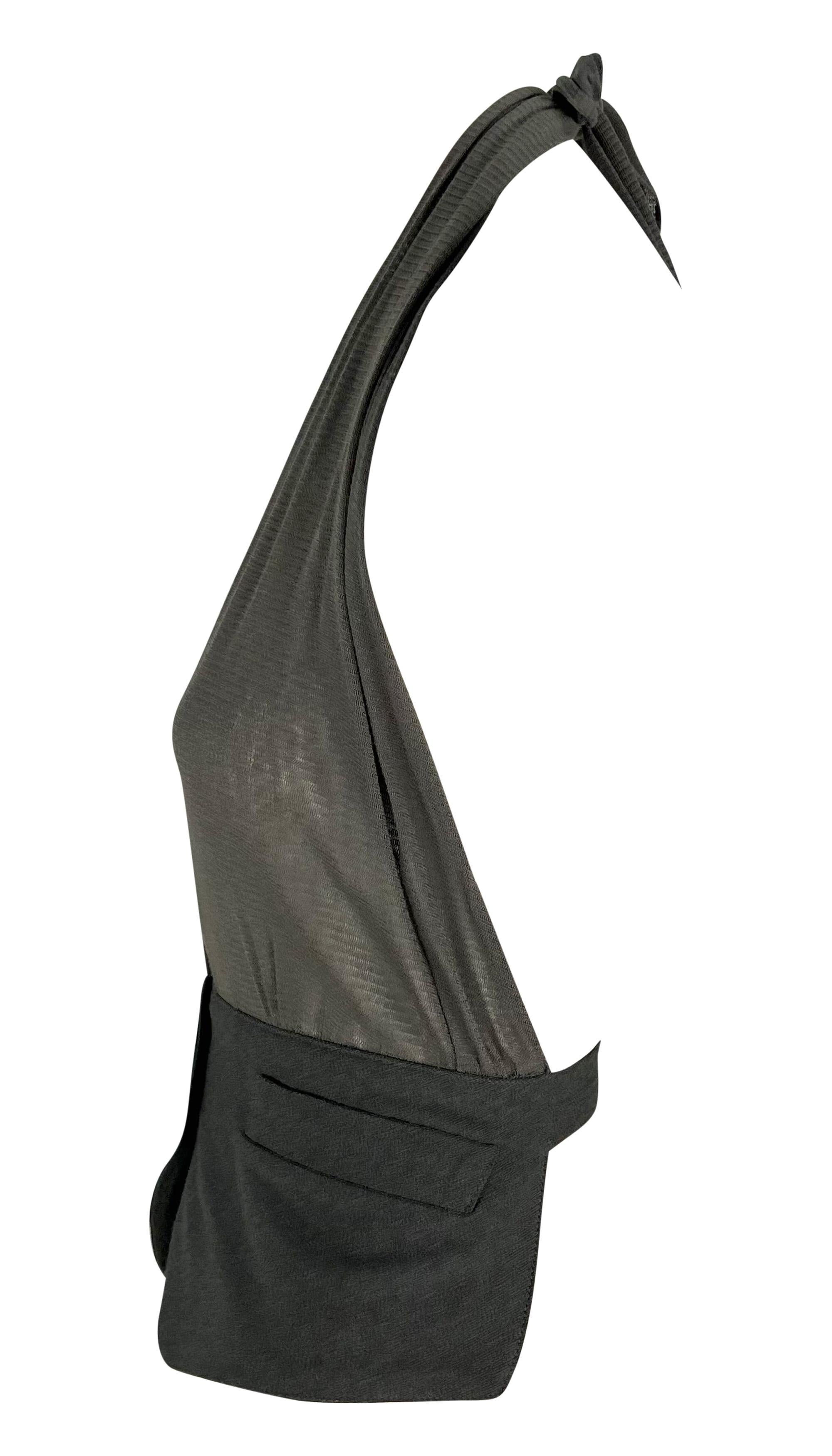 Women's S/S 1995 Ann Demeulemeester Runway Sheer Halter Tie Cinched Backless Vest Top