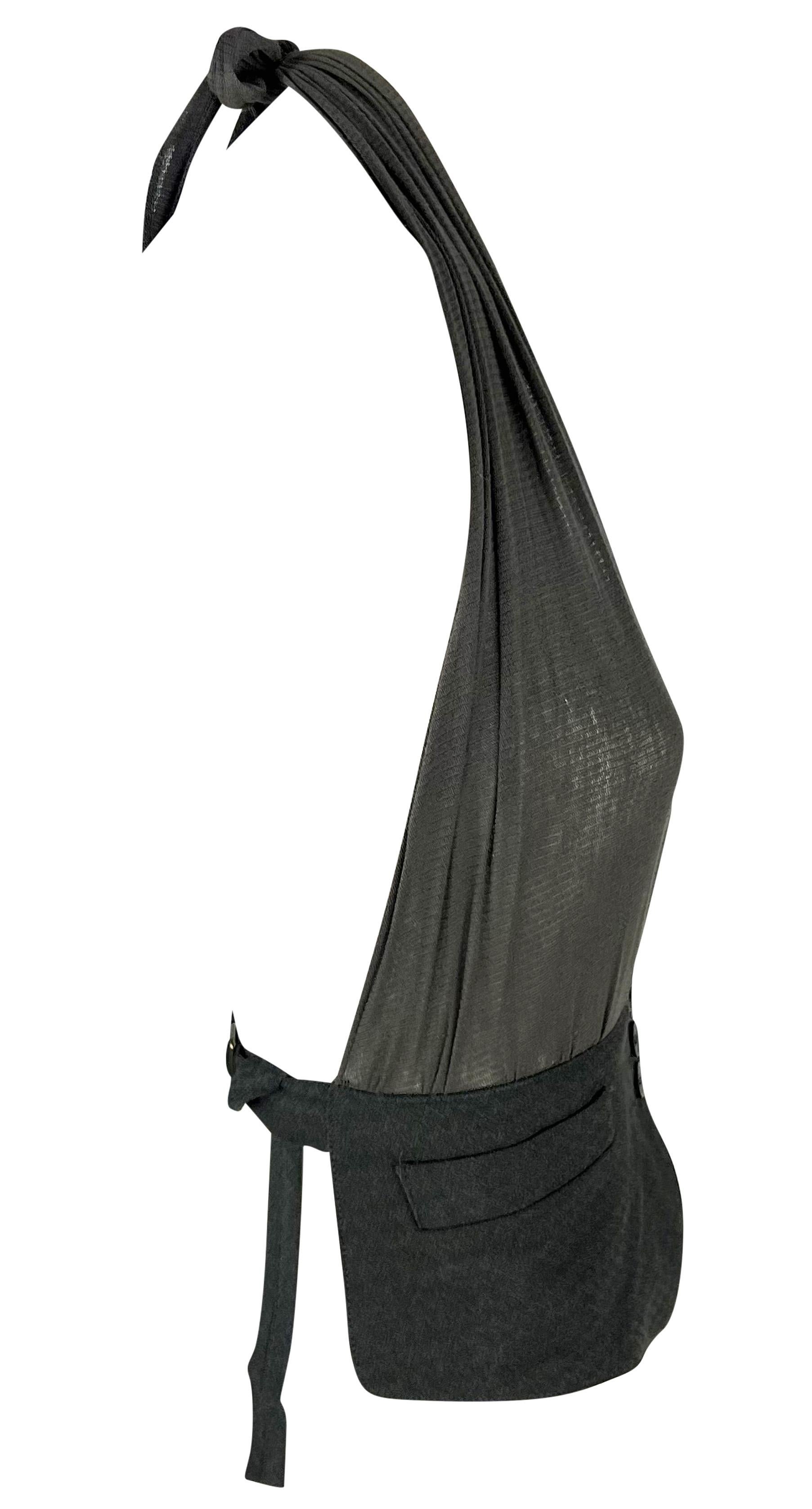 S/S 1995 Ann Demeulemeester Runway Sheer Halter Tie Cinched Backless Vest Top 2