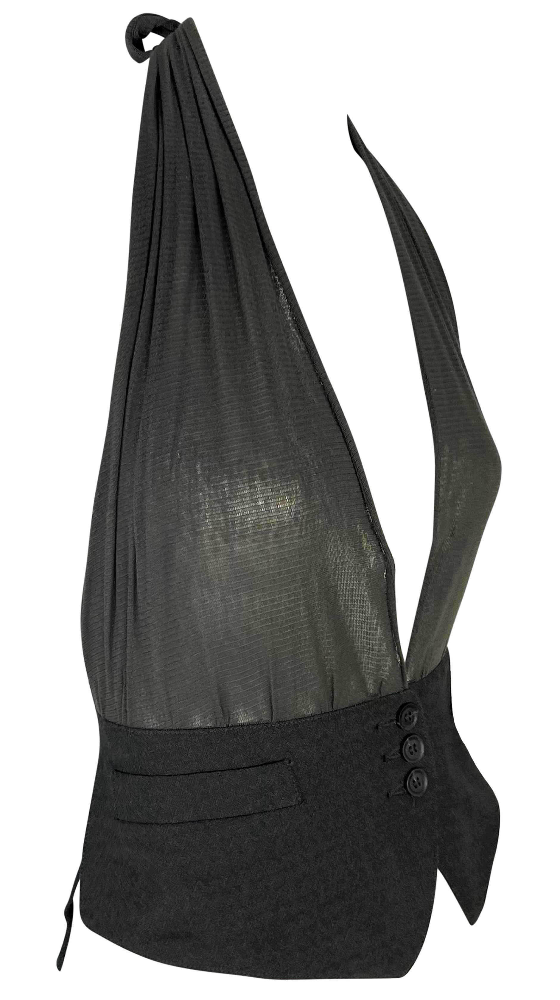 S/S 1995 Ann Demeulemeester Runway Sheer Halter Tie Cinched Backless Vest Top For Sale 3