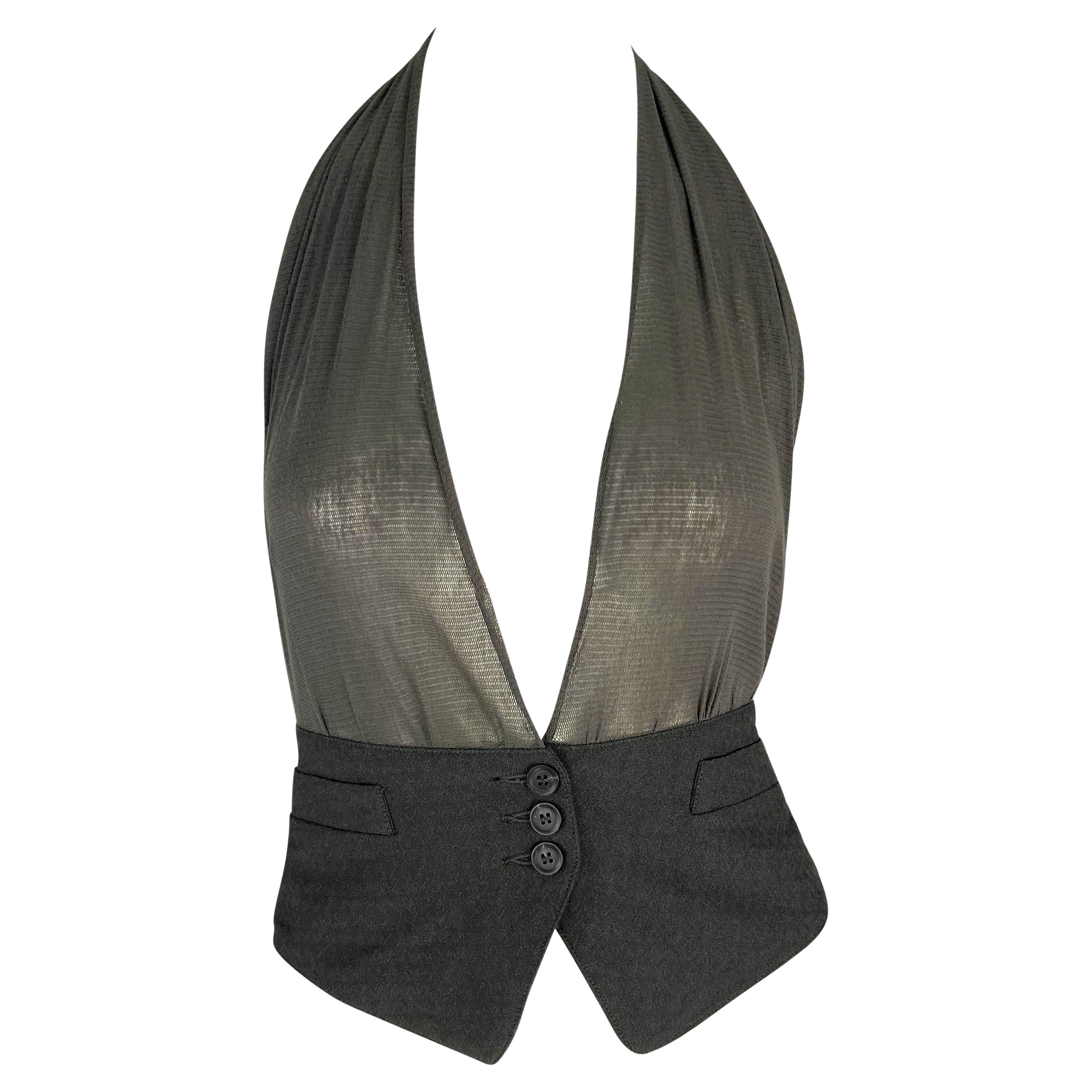 S/S 1995 Ann Demeulemeester Runway Sheer Halter Tie Cinched Backless Vest Top For Sale