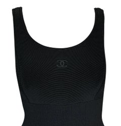 S/S 1995 Chanel Black Logo Monogram Wide Leg Tank Top Jumpsuit