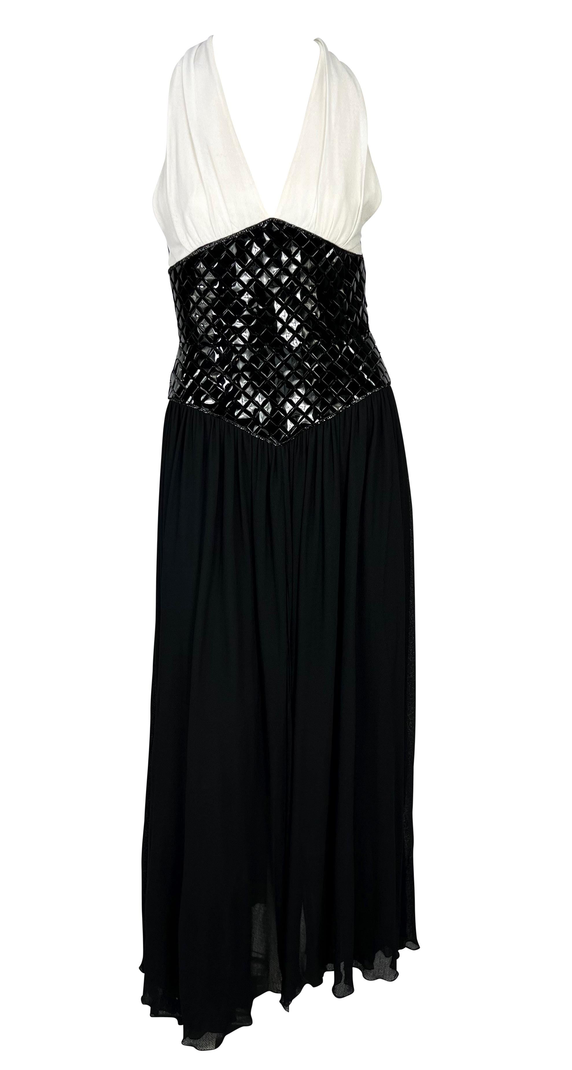 S/S 1995 Chanel by Karl Lagerfeld Diamond Appliqué Corset Chiffon Halter Gown In Good Condition In West Hollywood, CA
