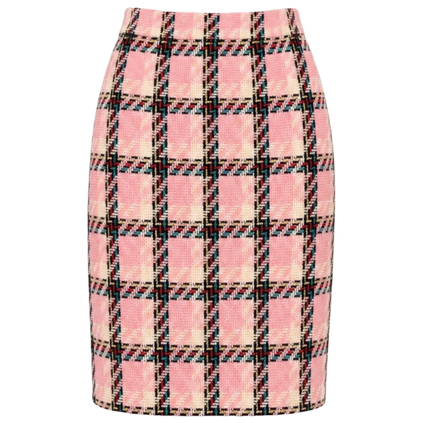 Chanel, Frühjahr/Sommer 1995: Rosa, mehrfarbiger Tweed-Karo-Rock im Barbie-Stil