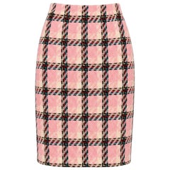 Chanel, Frühjahr/Sommer 1995: Rosa, mehrfarbiger Tweed-Karo-Rock im Barbie-Stil