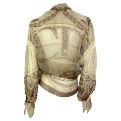S/S 1995 Christian Dior by Gianfranco Ferré Runway Tan Sheer CD Logo Blouse