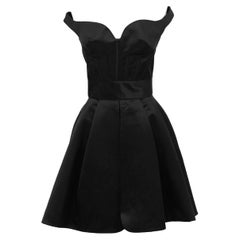  S/S 1995 Claude Montana Black Silk Structured Dress