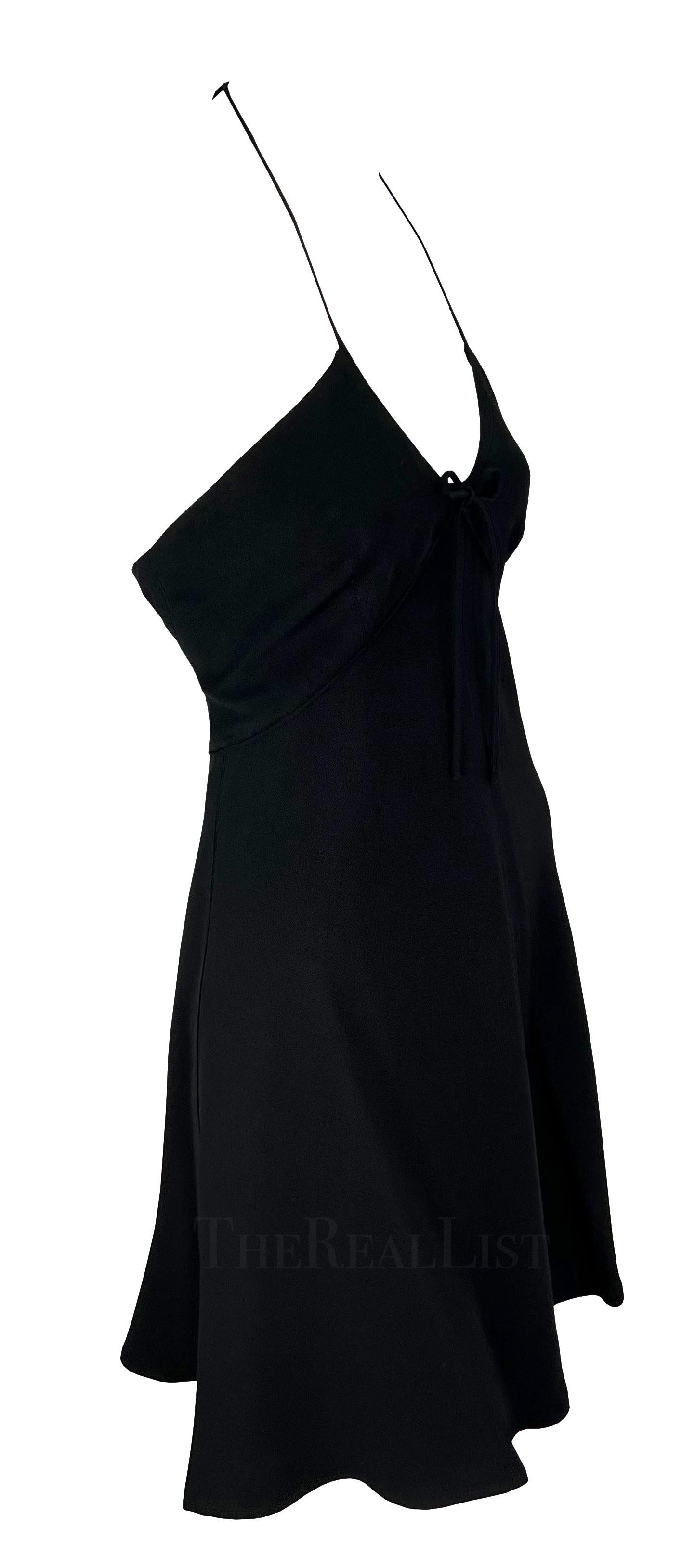 Women's S/S 1995 Dolce & Gabbana Black Bow Halterneck Flare Mini Dress For Sale
