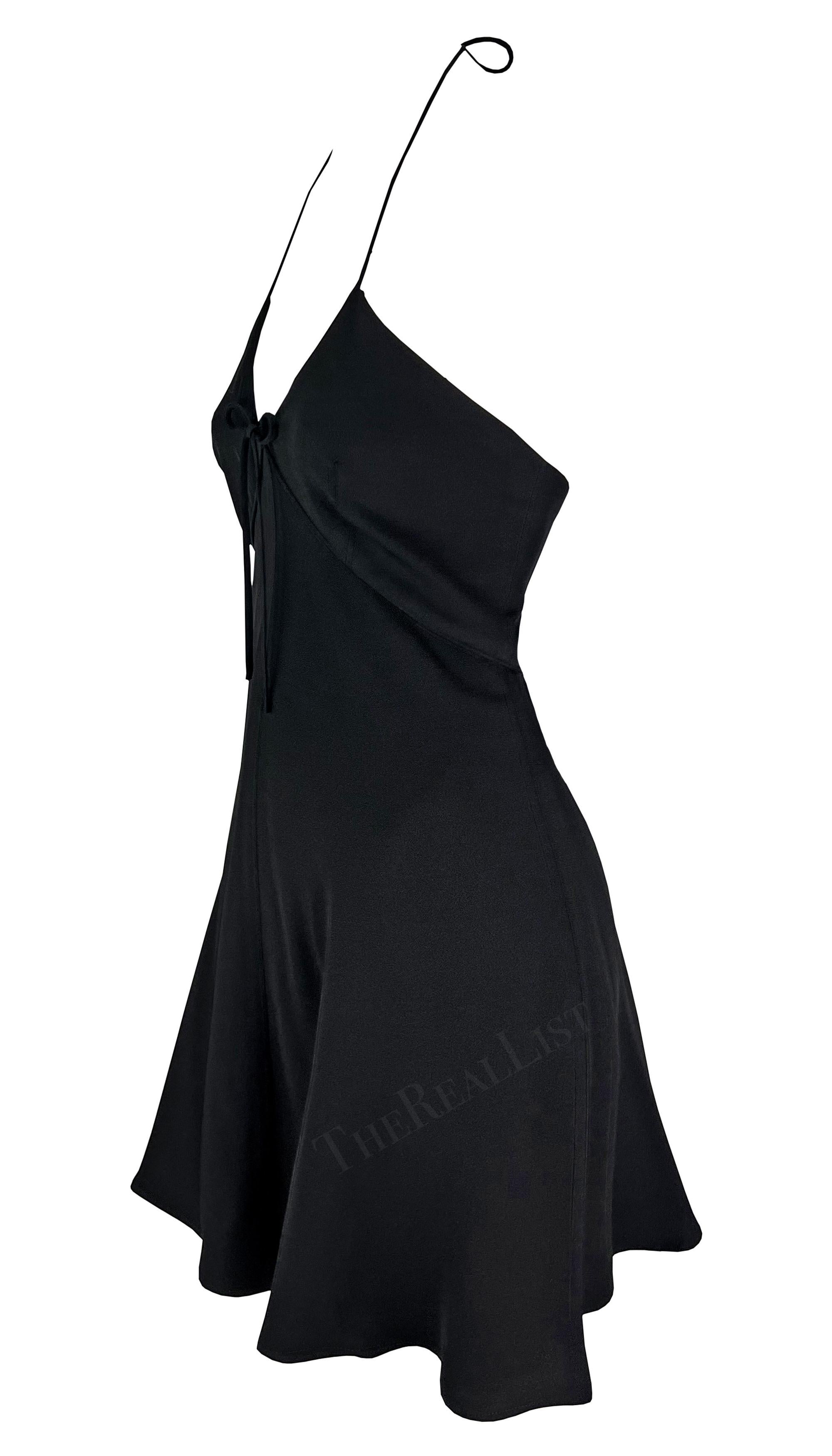 S/S 1995 Dolce & Gabbana Black Bow Halterneck Flare Mini Dress For Sale 2
