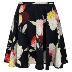 S/S 1995 Dolce & Gabbana Black Satin Floral Print Flared Mini Skirt IT38