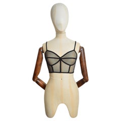 S/S 1995 Dolce & Gabbana Black Sheer Micro Mesh Bralet - Crop Top