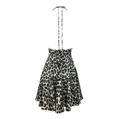 Mini robe à décolleté plongeant en soie léopard à dos nu documentée Dolce & Gabbana, P/E 1995