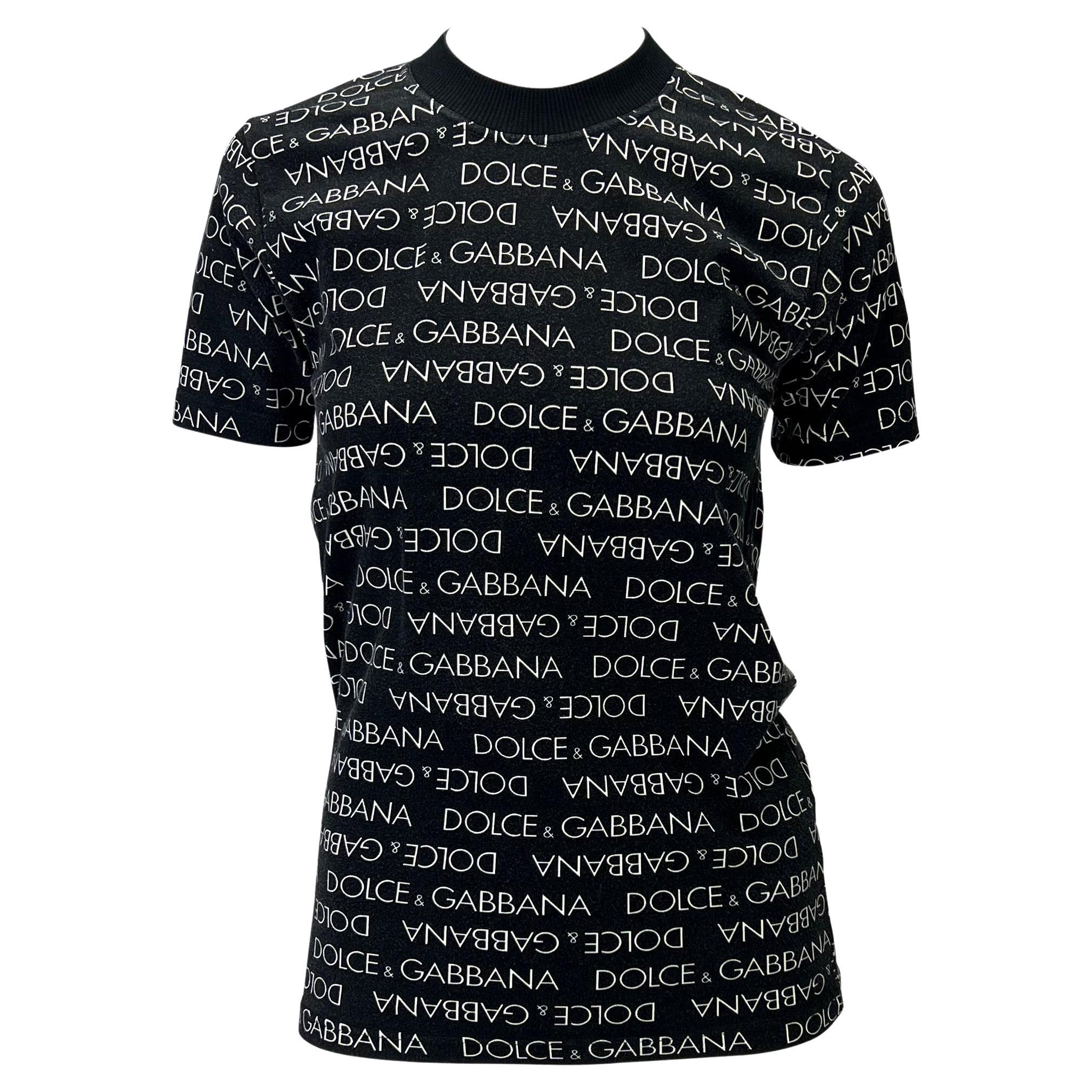 S/S 1995 Dolce and Gabbana Men's Logo Print Intimo Black White Stretch  T-Shirt